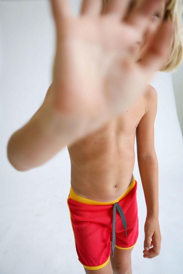 Toddler Soft Short for Swim in Red Ribbed Cheap - Image 3