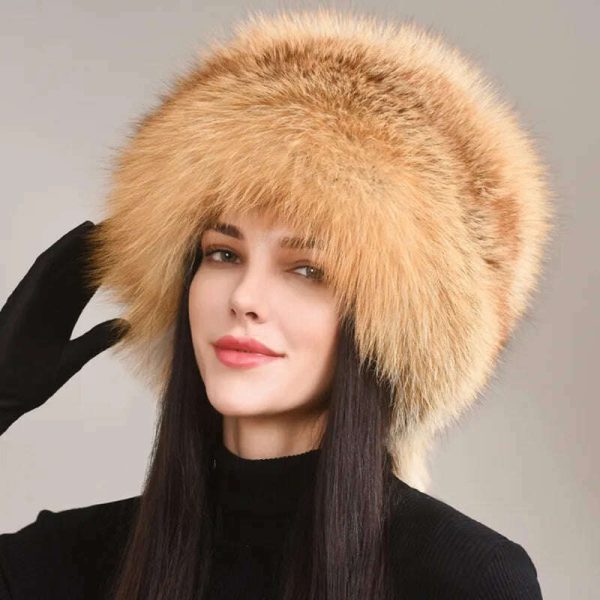 Autumn and winter 2023 New Women s Genuine Natural Fox Fur Cap Russian Fur Hat Real Fox Fur Hat Dome Mongolian Hat on Sale - Image 3